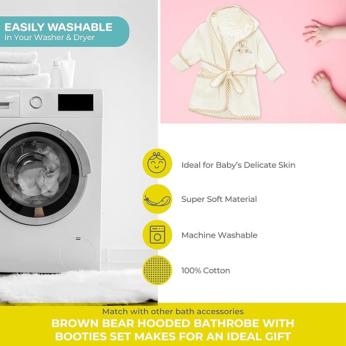 Spasilk 100% Cotton Hooded Terry Bathrobe with Booties Baby One Size Gifts — Shower