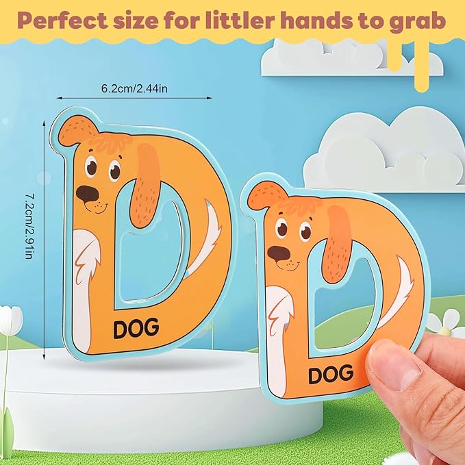52PCS Fridge Magnets for Kids – 26 Cute Animal Magnets & 26 Magnetic Alphabet Letters, for Toddlers Preschool Fun Educational Learning