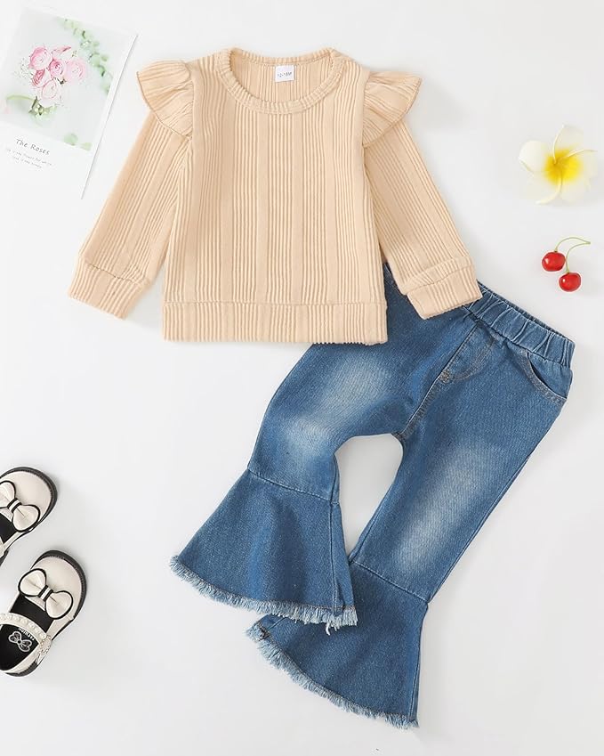 Mioglrie Toddler Girl Clothes Little Girl Denims Outfits Jeans Pants Set Little Baby Toddler Baby Clothes for Girl