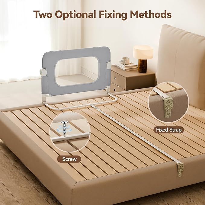 Reinforced Safety Bed Rail for Toddlers – 32” Bed Rail Guard with Thickened Material, Foldable & Adjustable Rail for Crib, Twin, Full, Queen, King Beds