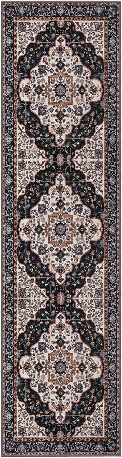 Ciicool Washable Runners Area Rug for Hallways, Ultra Soft 2'6 "x8' ft Boho Print Non-Slip Vintage Oriental Medallion Long Carpet for Kitchen Bedroom Laundry Bathroom