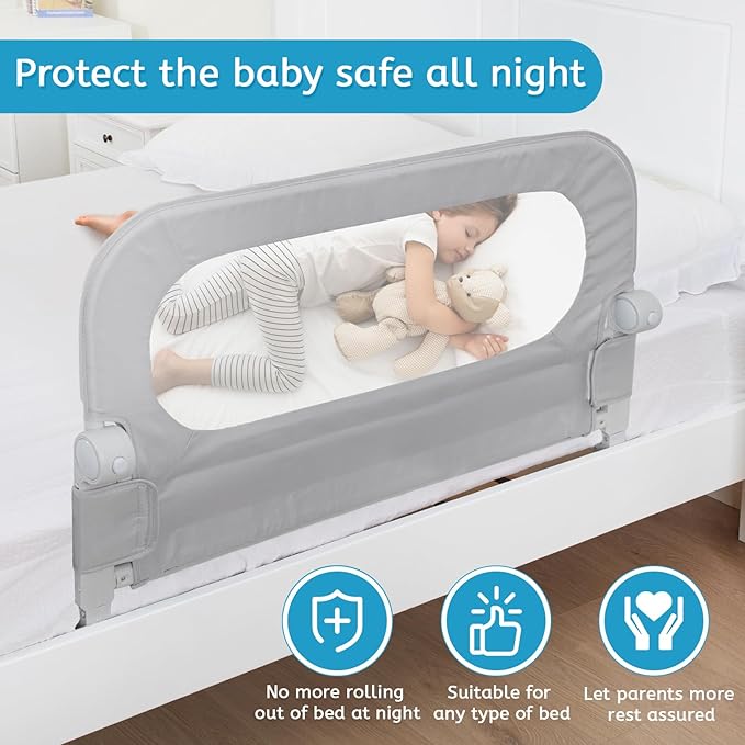 Y- STOP Toddler Bed Rails for Crib Baby Bed Rail Guard for Queen. King Bed, Adjustable Bed Rail Guard with Reinforced Anchor Fit for Slats& Boxspring, Sturdy Crib Bed Rail Guard for Toddlers,Kids