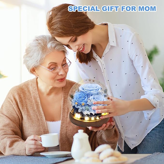 Lujechii Forever Flowers,Flowers for Delivery Prime.Birthday Gifts for Women,Moms, Lovers, Friends, Anniversaries, Preserved Flowers Unique Flower Gifts, Graduation Flower Bouquets (Blue)