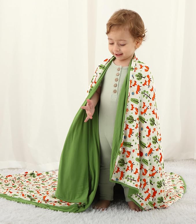 Premium Baby Blanket, Stretchy Quilt for Kid, Soft Crib Bedding for Newborn Baby and Toddler, Nursery Blanket for Boys and Girls, Viscose Made from Bamboo, 50'' x 50'' Little Fox