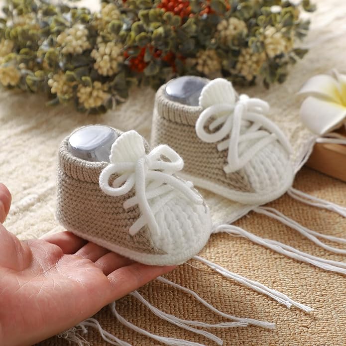 DovFanny Baby Booties Newborn Baby First Shoes Cozy Warm Knit Soft Booties for Toddler Infant Boy Girl