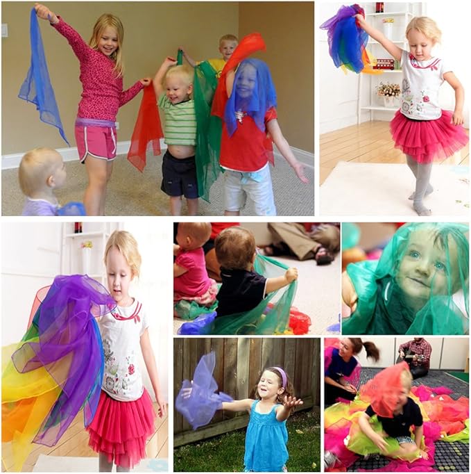 AIVIAI Dance Scarves Music Scarves for Children Movement and Juggling 12pcs