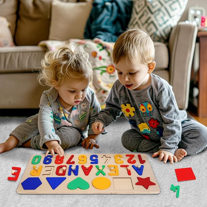 Wooden Name Puzzle for Kids Personalized, Easter Gifts for Toddlers, Baby Easter Basket Stuffers, 1st Birthday Gifts, Early Learning Toys for Baby Boy or Girl, Educational Toys Wooden Toddler Puzzles