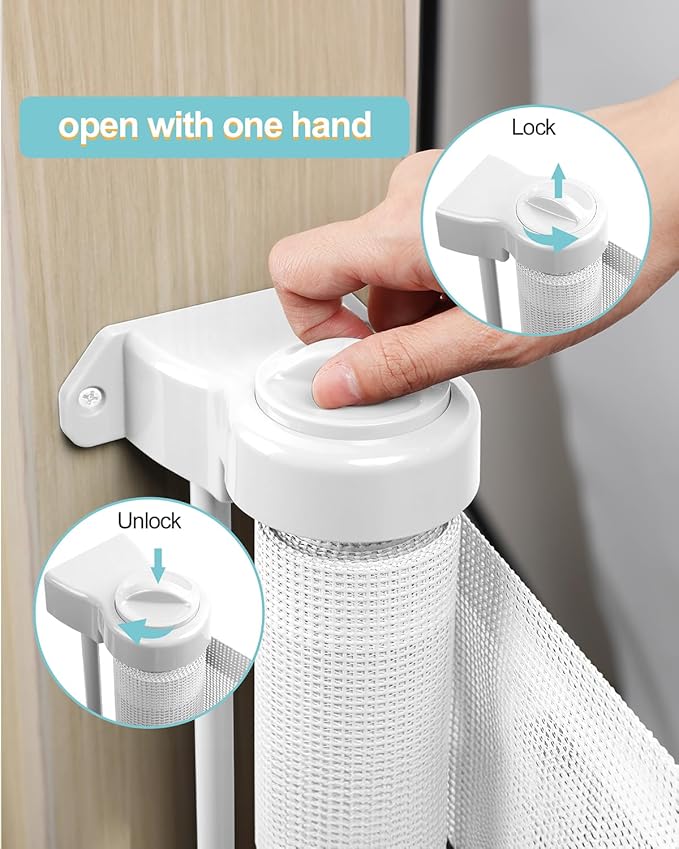 DEAR LOV Retractable Baby Gate, Mesh Baby Gate or Mesh Dog Gate, 33" Tall, Extends up to 118" Wide, Child Safety Gate for Doorways, Stairs, Hallways, Indoor/Outdoor (33"x118",White)