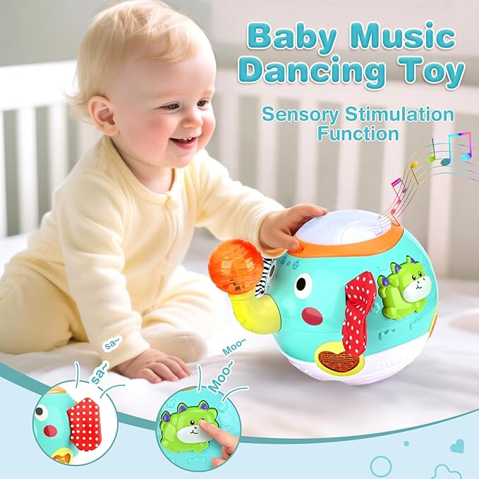 Crawling Toys - Baby Toys 6-12 Months, Elephant Musical Toy with Lights & Sounds, Interactive Learning Baby Crawling Toys for Motor Skills Development, Sensory Toys for Boys Girls, Christmas Birthday