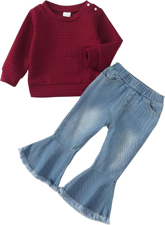 Mioglrie Toddler Girl Clothes Little Girl Denims Outfits Jeans Pants Set Little Baby Toddler Baby Clothes for Girl