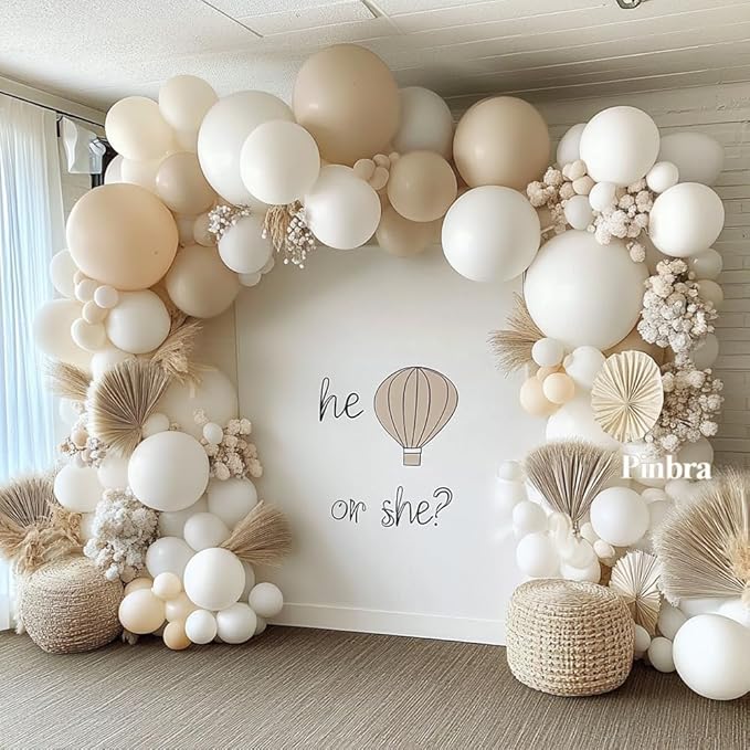 White Balloon Arch Double Stuffed White Sand Cream Beige Balloon Garland Kit Neutral Nude Balloons for Boho Baby Shower Bridal Shower Wedding Baptism Party Decorations