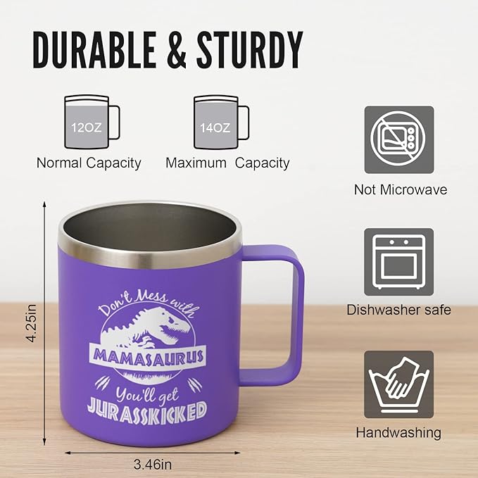 NOWWISH Mothers Day Gifts for Mom from Daughter Son, Mamasaurus Coffee Mug, Birthday Gifts Idea for Mom Women