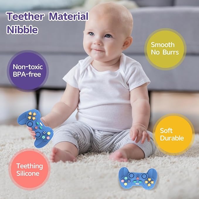 1 Pack Silicone Teethers for Babies 6-12 Months, Teething Toys for Babies 0-6 Months, Remote Teether for Baby, Sensory Toys for Babies,Toddler Infant Girl Boy Gifts