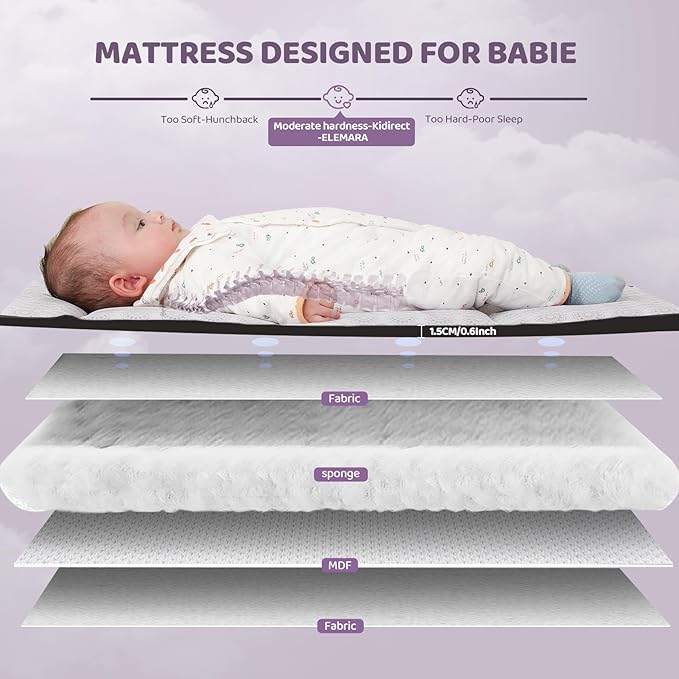 ELEMARA 3 in 1 Wide Baby Bassinet with Ajustable Side,2024 All Mesh Bedside Sleeper with Mattress,Sheet,Storage Pocket,Wheels and Trap,Playpen Travel Crib Bed with Bag