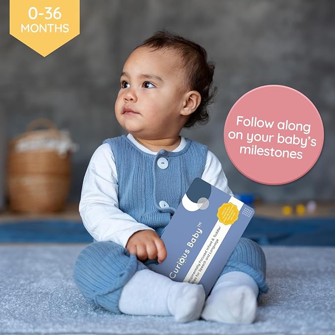 Curious Baby™ Speech & Language Development Cards (0–36 Months) | 26+ Research-Based Activities for Babies, & Toddlers, Educational Activity Milestone Flash Card Baby