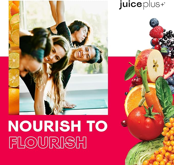 Juice Plus+ Fruit, Vegetable, Berry & Omega Blend Capsules - Nutrition from 30 Fruits, Vegetables & Berries + Plant-Based Omega Fatty Acids - 4 Bottles (60 Servings Each)