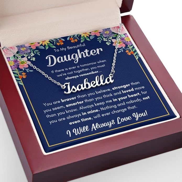 To My Beautiful Daughter Necklace from Mom & Dad | Cubic Zirconia Pendant with Heartfelt Message Card & Gift Box | Daughter Birthday, Graduation, Christmas Jewelry Gift from Parents