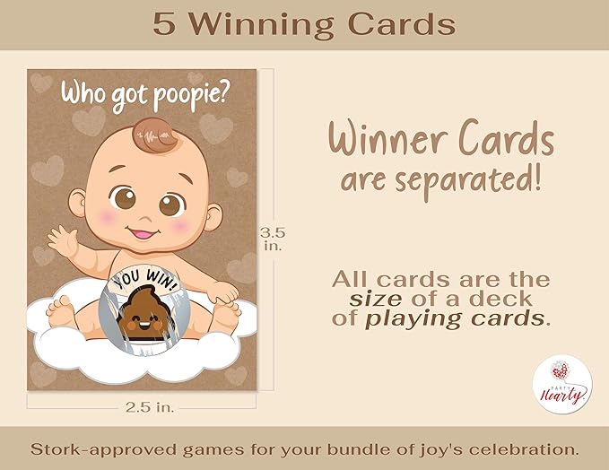 Party Hearty Delightful Baby Shower Fun - 50 Hilarious Poopie Scratch-Offs - Ideal for All Genders