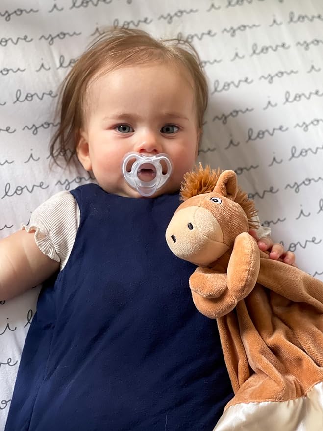 Yikestwins Horse Lovey Blanket for Baby | Large 20" x 20" Baby Lovey Unisex | Cute Horse Security Blanket for Babies and Toddlers