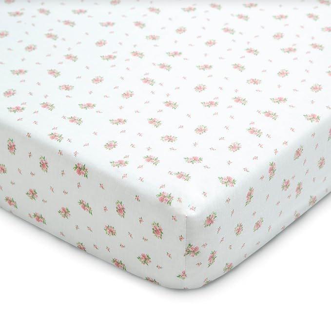 Delta Children Fitted Crib Sheets for Girls and Boys - Crib Sheet for Standard Crib and Toddler Mattresses - 28x52 Inch (Pack of 3), Pink Floral