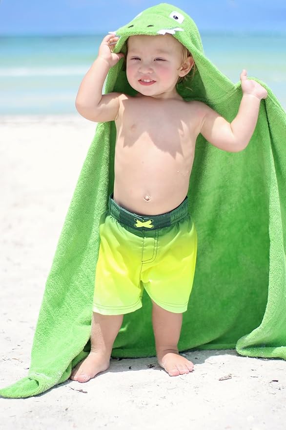 Hooded Baby Towel for Kids 2-8 | Large 100% Cotton Baby Towel for Boys or Girls | Unisex Cute Alligator Bath Towels for Babies and Toddlers in Green