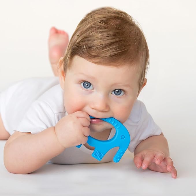 Teething Toys for Babies Age 0 to 6 Months - Baby Elefun 5X Pain Relief Smart Teether - Zero Developmental Delay Silicone Baby Teething Toy Ring - Cute Infant Shower Gift Chew Toys for Babies
