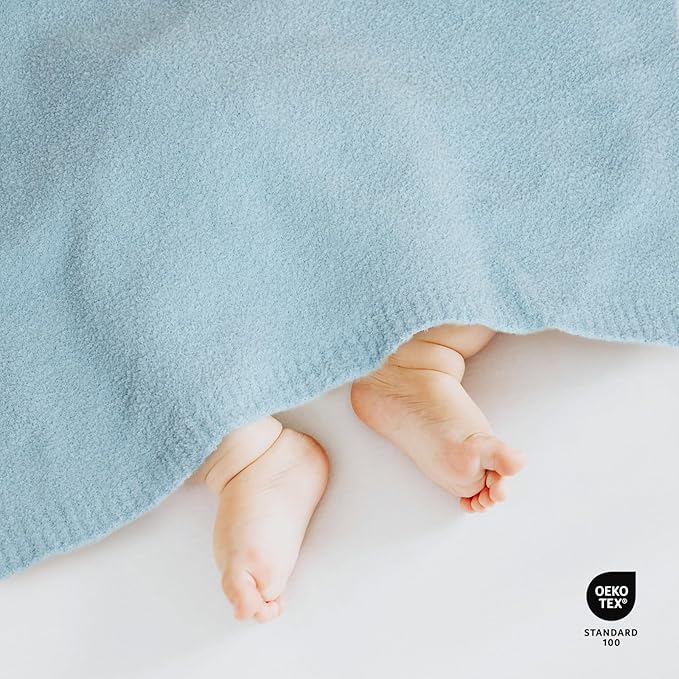 EVERGRACE Soft Plush Baby Blanket for Boys Girls, Double-Sided Fleece Fuzzy Toddler Nursery Blanket Lightweight Warm Cozy Throw Blanket for Baby Crib, Couch, Bed, Pearl Blue, 30"x40"