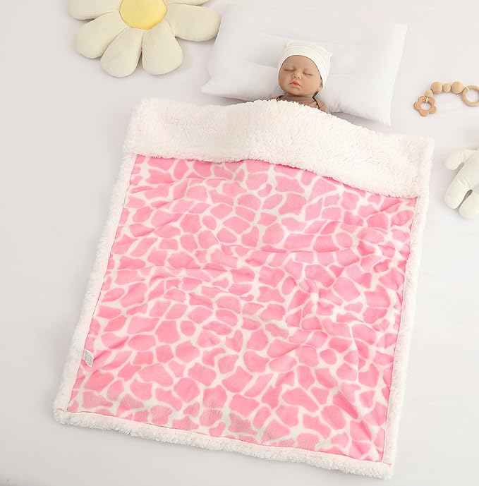 Nursery Bed Blankets Newborn Care Soft Receiving Blanket 30" x 40", Warm and Cozy for Baby Carrier Stroller Travel (Pink Ripple)