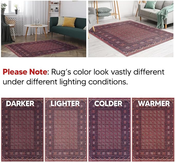 Keen Home Design 4x6 Rug - Machine Washable Area Rug with Non-Slip Backing, Ideal for Living Room, Dining Room, Bedroom - Vintage, Easy Clean, Durable, Low Pile Rug - (4' x 6')