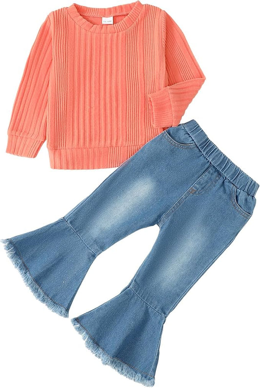 Mioglrie Toddler Girl Clothes Little Girl Denims Outfits Jeans Pants Set Little Baby Toddler Baby Clothes for Girl