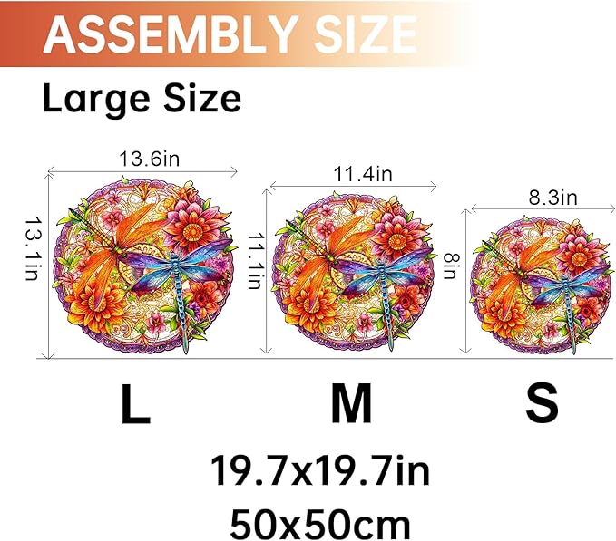 Jigfoxy Wooden Puzzles for Adults, Dragonflies Wood Puzzles Adult, Unique Animal Shape Wooden Jigsaw Puzzles for Adults, Birthday Gifts for Puzzle Lovers, Family, Friend (L-13.6 * 13.1in-260 pcs)