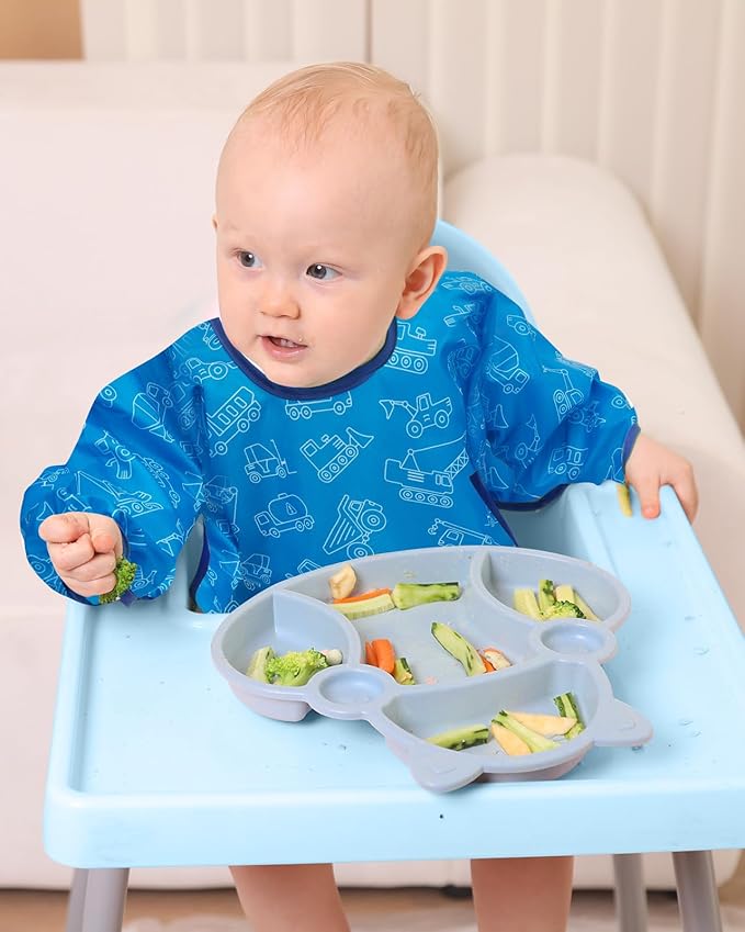 Lictin Long Sleeve Bibs 5 Pack - Baby Bibs, Waterproof Toddler Bibs, Baby Smock for Eating, Baby Bibs for Feeding Teething