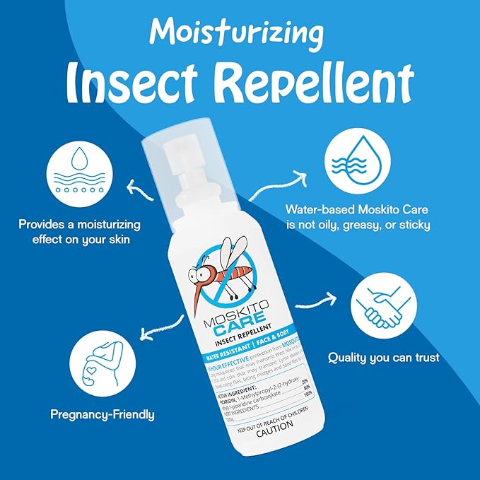 Moskinto Travel Pack & Moskito Care Insect Bug Spray Bundle, The Original Itch-Relief Bug Bite Patch & Extreme Outdoor Mosquito Bug Spray, Safe for Kids, 24 Patches, Pack of 2