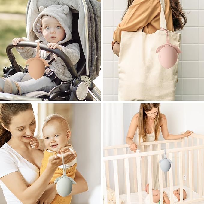 Silicone Pacifier Holder Case Binky Holder Baby Pacifier Case for Boys Girls Portable Silicone Paci Storage Pouch for Newborns 3 Pack-Ivory+Sage+Brown