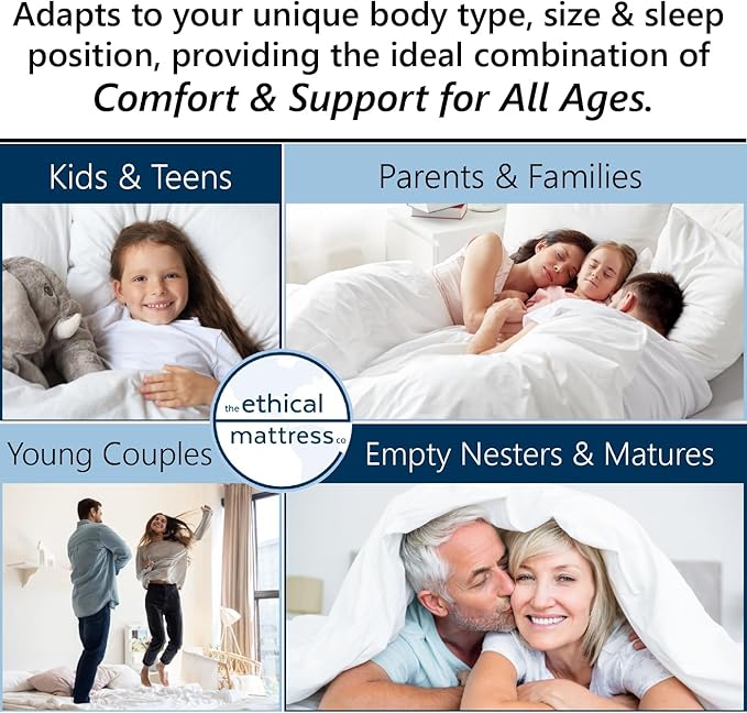 Ethical Mattress CO 10" Toxin-Free Hybrid Mattress, Made in The USA with Organic Cotton, Wool, Latex & Pocketed Coils (No Fiberglass or Polyfoams) Comfortable & Supportive Bed-in-Box - King Size