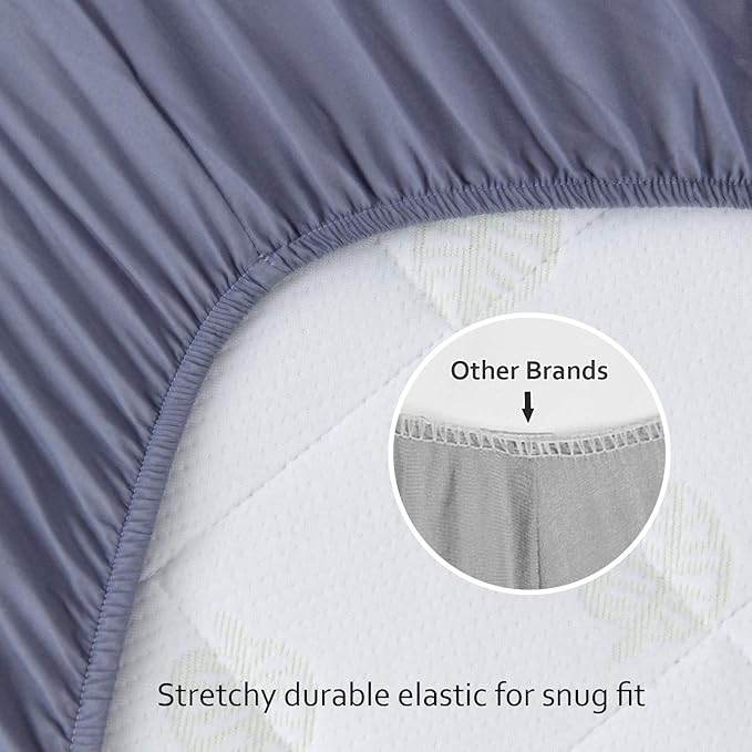 Biloban Crib Sheets Fitted for Boys, 2 Pack Crib Sheet Fits for Standard Crib Mattress, Neutral Toddler Bed Sheets Girl, Grey & Navy, 52”X 28”