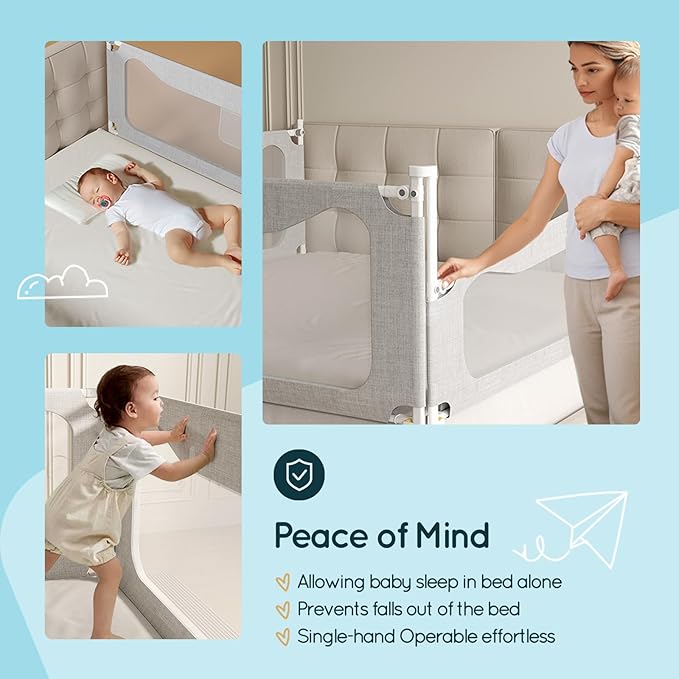 King Size Toddler Bed Rail: 3-Side Protection Bedrail for King Bed - Extral Tall Adjustable Child Safety Side Railing Guards for Infants Kids Child(78.7x78.7X 74.8”)