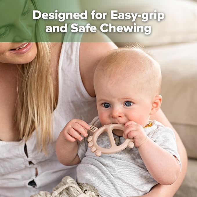 Haakaa Silicone Crab Baby Teether,Teething Toys,360ยฐBaby Toothbrush Head for Infant Self-Brushing Training,Food-Grade Silicone,Blush