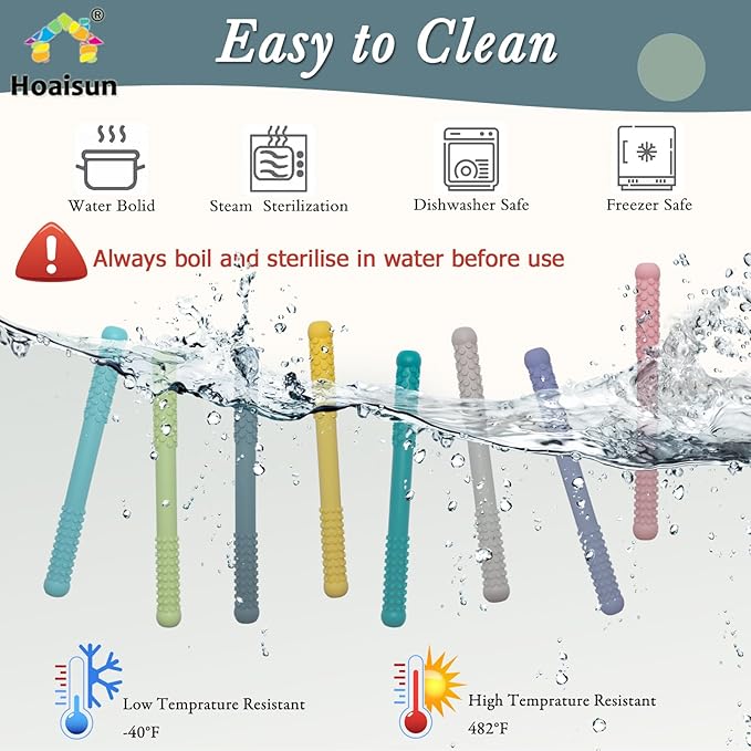 Teething Toys 3-6 Months 8 Pack, Silicone Teethers for Babies Nursing, Teething Tubes Sticks for Babies 6-12 12-18 Months, Autism Sensory Toys for Kids Chewing, Biting