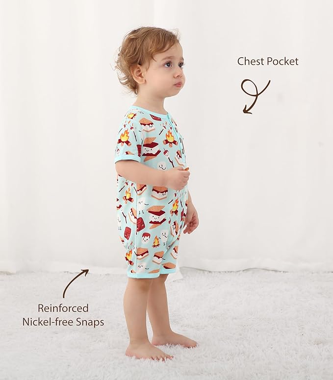 Baby Boy Romper Toddler Boys Short Sleeve Shorts Soft Jumpsuit Outfit Viscose Made from Bamboo