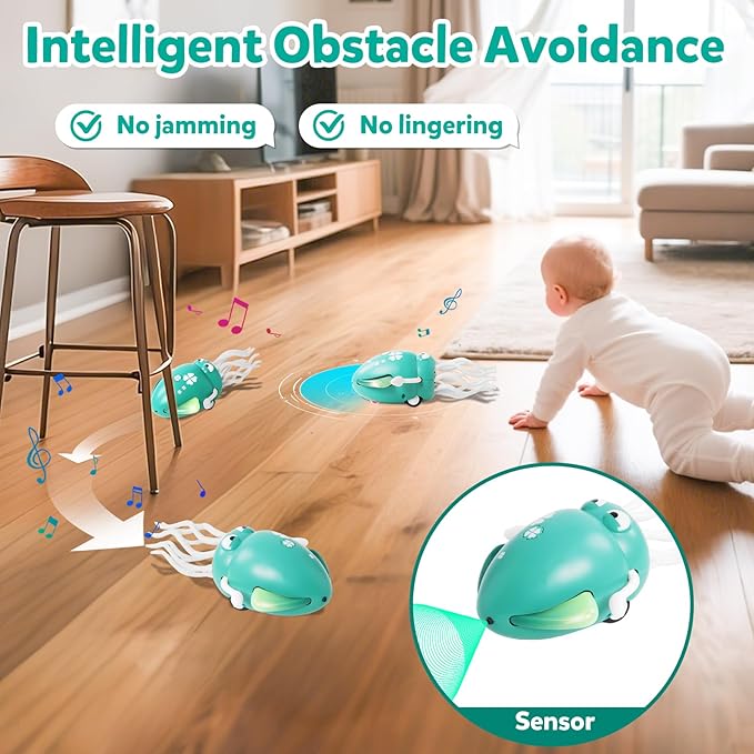 Dancing Octopus Baby Toys, Electric Crawling Squid Infant Tummy Time Toy with Light & Music, Interactive Sensory Toy for Toddlers & Kids (Ages 0-6+), Birthday Gift for 6 12 18 24 36+ Months Boy Girl