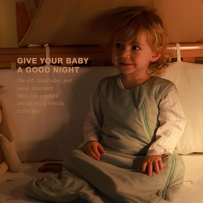 Mosebears Unisex Baby Sleep Sack 1.0 TOG, Supersoft Rayon Made from Bamboo Wearable Blanket with 2-Way Zipper(Sage,6-18 Months)