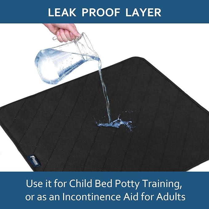 Waterproof Incontinence Chair Pads, 22" x 21" Wheelchair Reusable Seat Pads Cover, Washable Nursery Seat Protector, 4 Pack Black