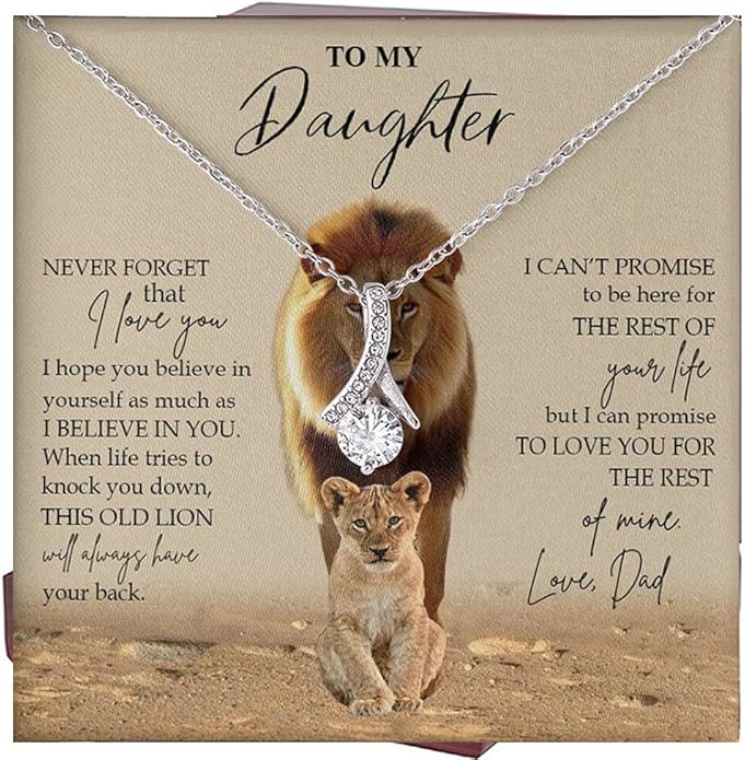 To My Daughter Gift Necklace From Dad or Mom - Badass Daughter Jewelry With Heartfelt Message & Elegant Box