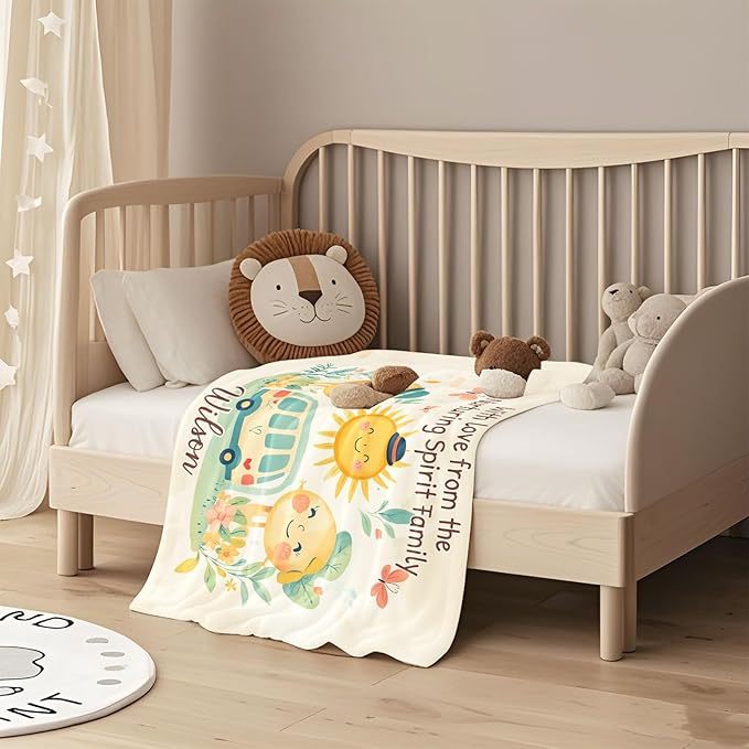 Ship Next Day, Personalized Baby Blanket for Boys Girls - Printed in USA, Custom Baby Blanket with Name Super Soft Plush Flannel, Easter Christmas Brithday Gifts for Baby Shower Kids Toddlers Newborn