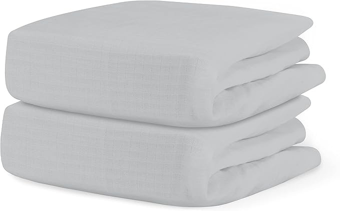 Newton Baby Organic Fitted Crib Sheets (2-Pack) - Ultra Breathable and Soft, 100% Organic Muslin Cotton, Twilight Grey, Fits All Standard Cribs