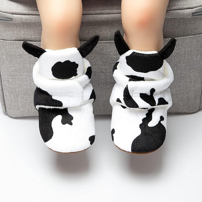 Sawimlgy Newborn Infant Baby Girl Boy Cotton Booties Stay On Sock Slippers Soft Bedroom Shoes Non-Skid Ankle Boots With Grippers Toddler Crib Warm Shoe First Walker Birthday Shower