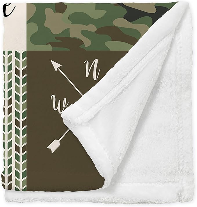 Ships Next Day - Camo Woodland Personalized Throw Blanket - Printed in America - Personalized Kids Hunting Blankets For Boys - Personalized Baby Boy Gifts - Woodland Nursery Décor - Baby Camo Baby