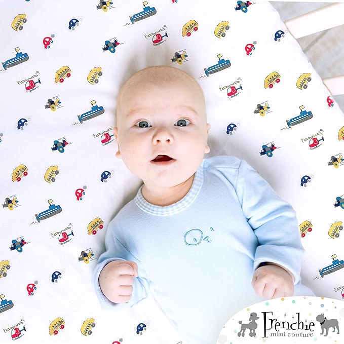 Cars, Boats, Planes Single Pack Fitted Crib Sheet – 100% Cotton, 28 x 52 x 8in