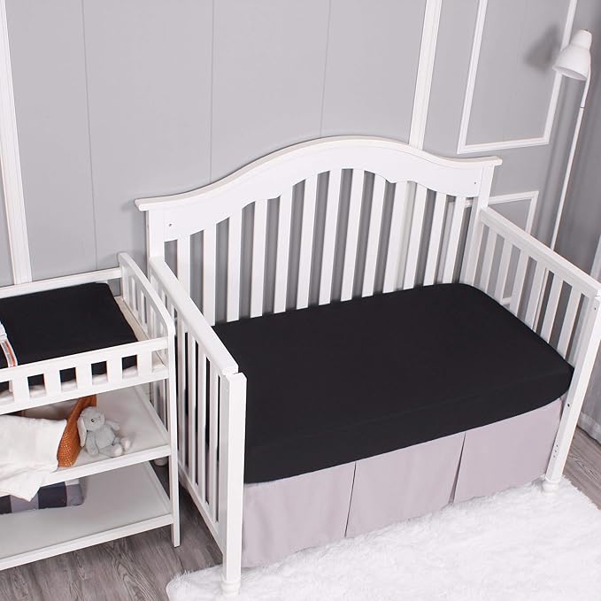Belsden 3 Pack Microfiber Durable Crib Sheets Fitted, Silky Soft Smooth Breathable Baby Sheets Set, 28''x52'' Fits Standard Crib and Toddler Mattresses, Navy & Grey & Black